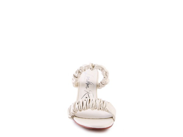 QUALIE GATHERED AROUND SLIP-ON HEELED SANDAL by Rag Company | Fleurcouture