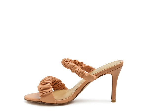 QUALIE GATHERED AROUND SLIP-ON HEELED SANDAL by Rag Company | Fleurcouture