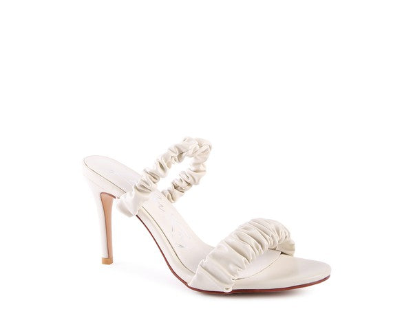 QUALIE GATHERED AROUND SLIP-ON HEELED SANDAL by Rag Company | Fleurcouture