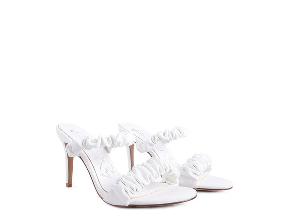 QUALIE GATHERED AROUND SLIP-ON HEELED SANDAL White 5 by Rag Company | Fleurcouture