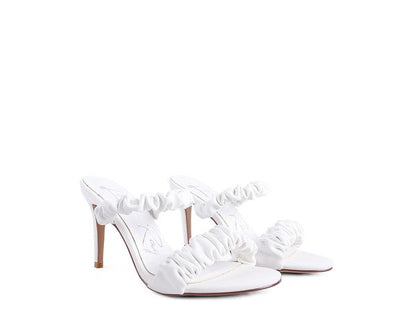QUALIE GATHERED AROUND SLIP-ON HEELED SANDAL White 5 by Rag Company | Fleurcouture