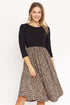 Quarter Sleeve Midi Dress Black Leopard S by EG fashion | Fleurcouture