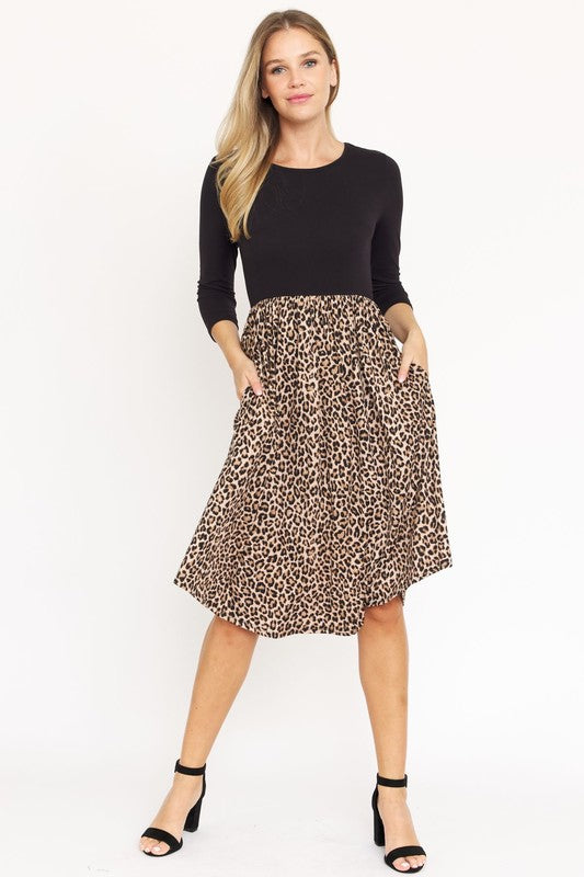 Quarter Sleeve Midi Dress by EG fashion | Fleurcouture