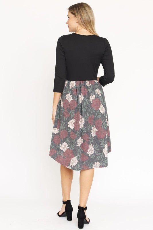 Quarter Sleeve Midi Dress by EG fashion | Fleurcouture