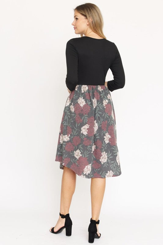 Quarter Sleeve Midi Dress by EG fashion | Fleurcouture