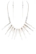 Quartz Metal Bar Statement Necklace Set Silver/White O/S by LA Jewelry Plaza | Fleurcouture