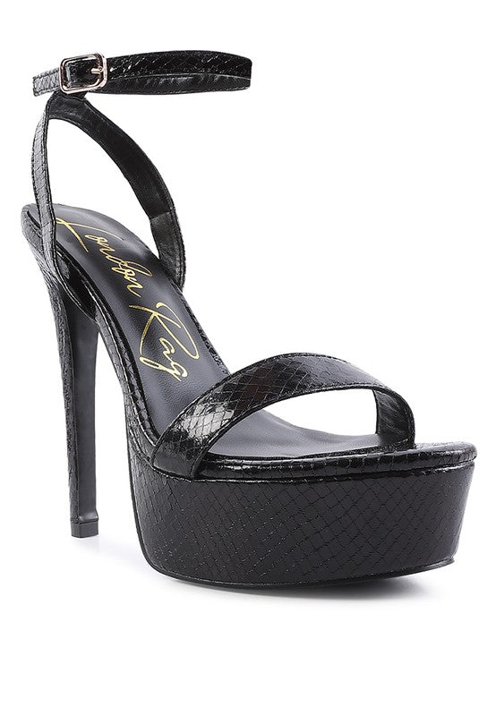 Queen Bee Rhinestone Heeled Sandals Black 9 by Rag Company | Fleurcouture