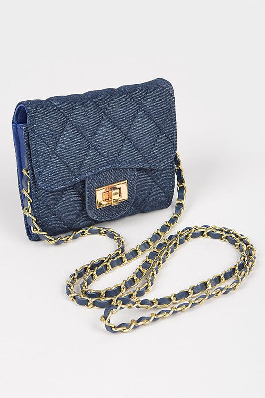 Quilted Denim Swing Wallet O/S by Artini Accessories | Fleurcouture