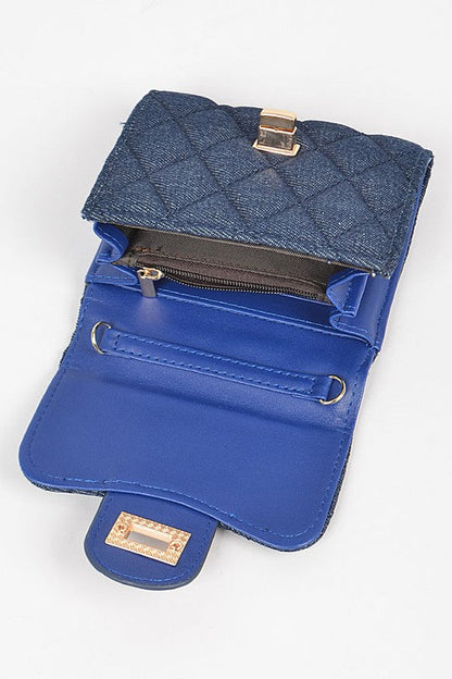 Quilted Denim Swing Wallet O/S by Artini Accessories | Fleurcouture