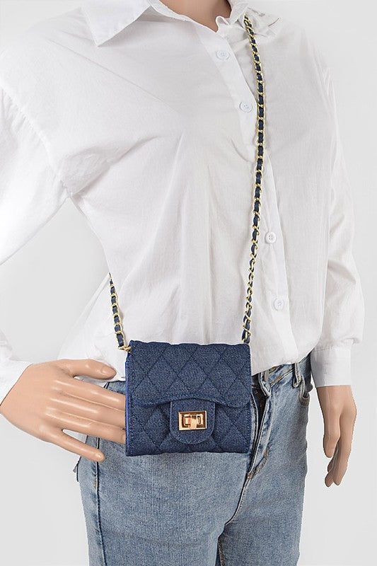 Quilted Denim Swing Wallet O/S by Artini Accessories | Fleurcouture