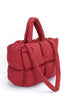 Quilted Puffer Convertible Tote Bag Burgundy O/S by Artini Accessories | Fleurcouture