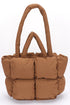 Quilted Puffer Convertible Tote Bag Camel O/S by Artini Accessories | Fleurcouture