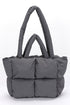 Quilted Puffer Convertible Tote Bag Grey O/S by Artini Accessories | Fleurcouture