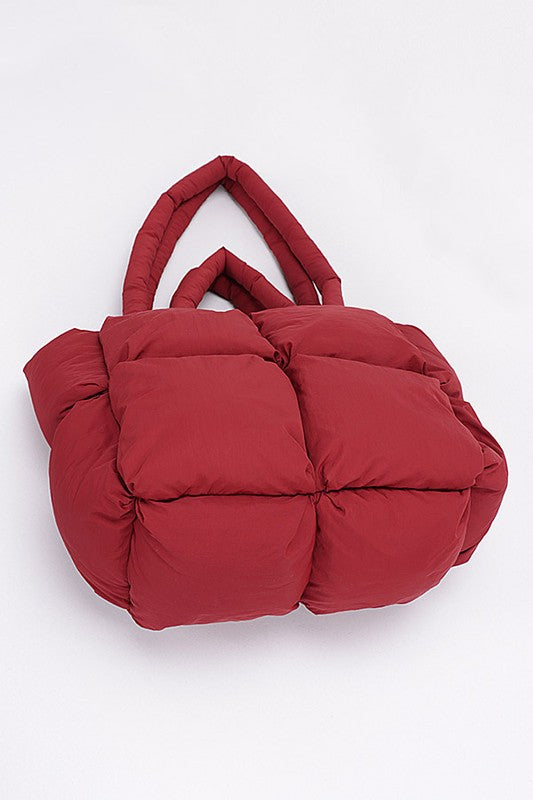 Quilted Puffer Convertible Tote Bag O/S by Artini Accessories | Fleurcouture