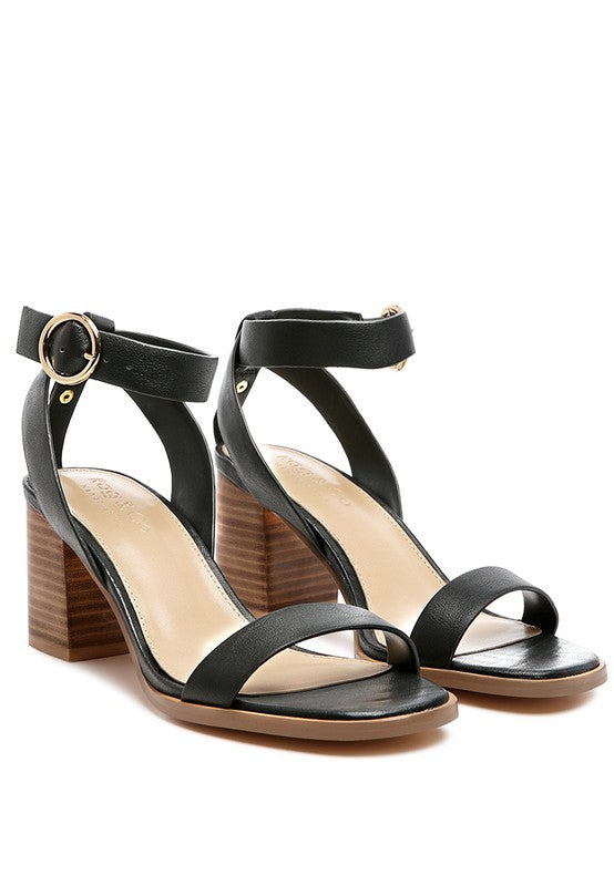 RAG&amp;CO DOLPH STACK BLOCK HEELED SANDAL Black 5 by Rag Company | Fleurcouture
