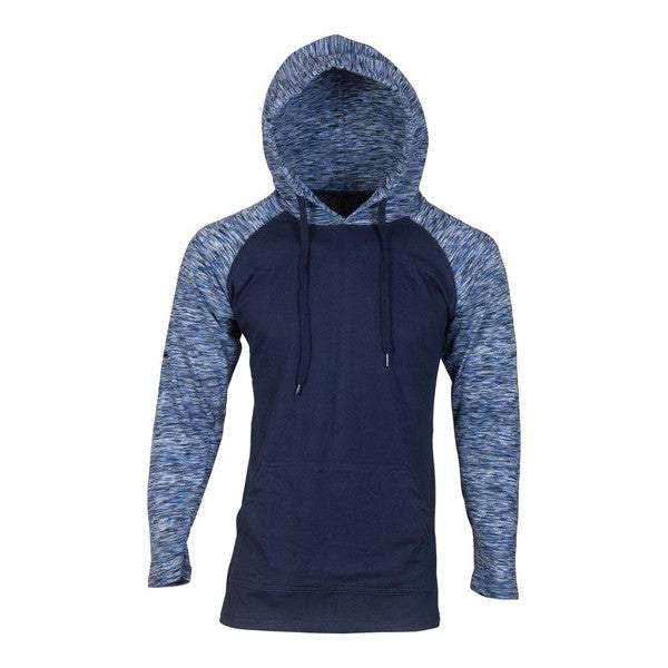 Raglan Long Sleeves Light Weight Hoodie Charcoal/Navy Strip S by Generation XYZ | Fleurcouture