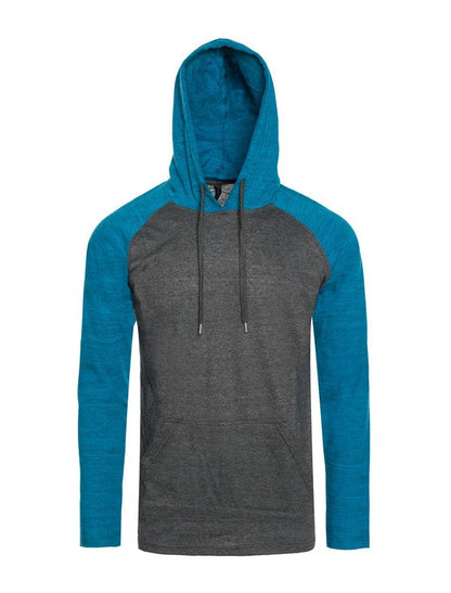 Raglan Long Sleeves Light Weight Hoodie Charcoal/Turquise S by Generation XYZ | Fleurcouture
