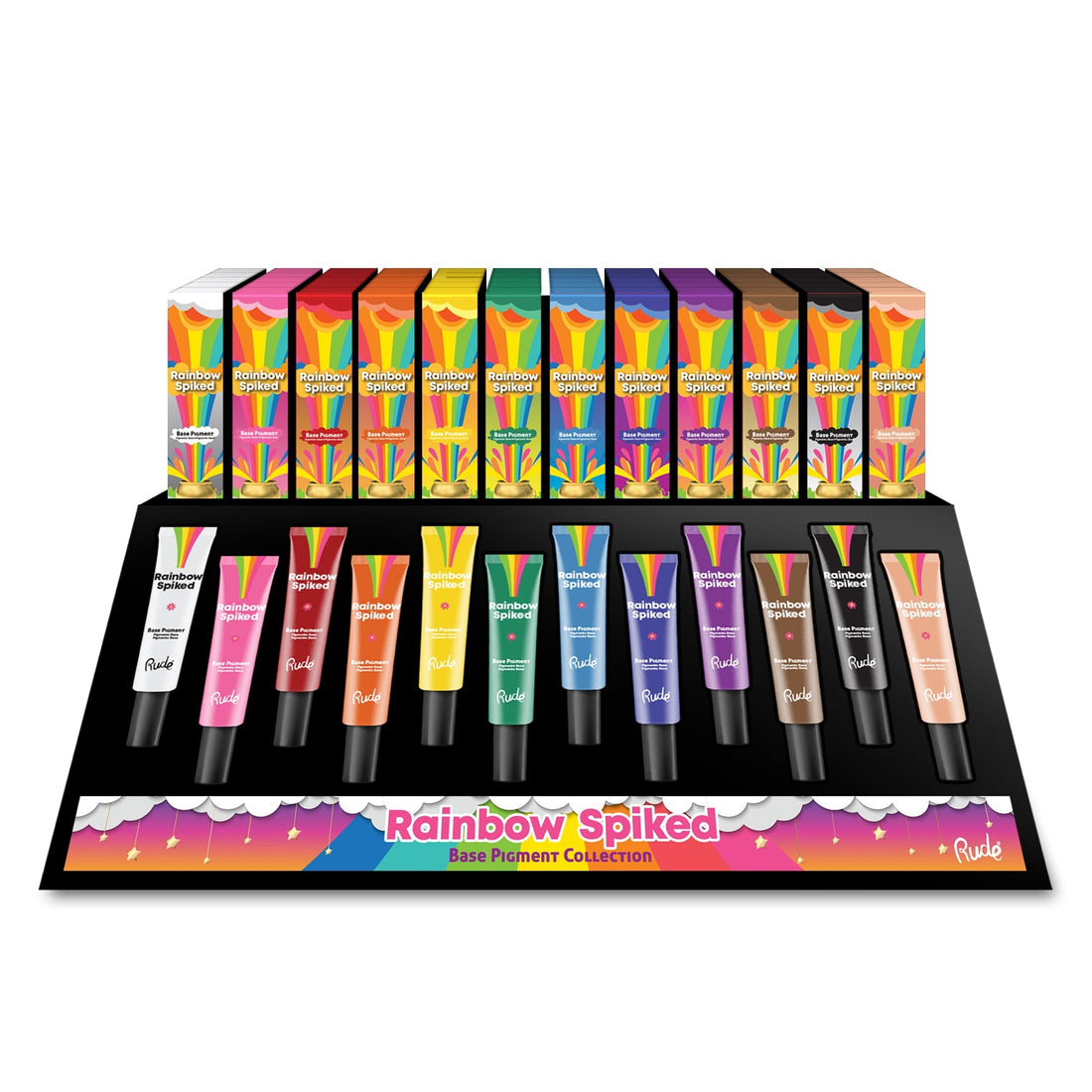 Rainbow Spiked Base Pigment Display Set, 72 pcs Wholesale Set by Rude Cosmetics | Fleurcouture