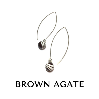 RainDrop Earrings gold Brown Agate Rain Drop Earrings by Leetie Lovendale | Fleurcouture