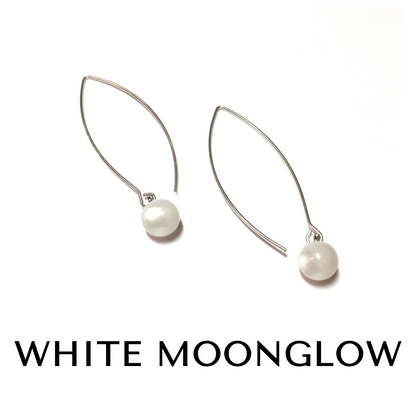 RainDrop Earrings gold White Moonglow Rain Drop Earrings by Leetie Lovendale | Fleurcouture