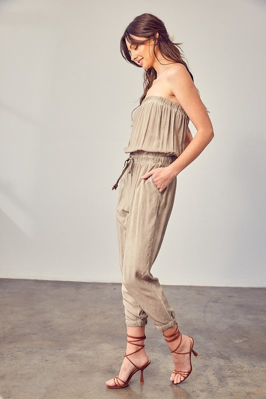 Raw Edge Detail Tube Jumpsuit by Mustard Seed | Fleurcouture