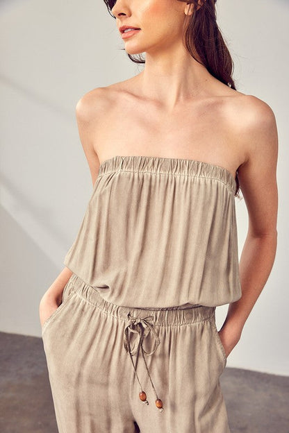 Raw Edge Detail Tube Jumpsuit by Mustard Seed | Fleurcouture