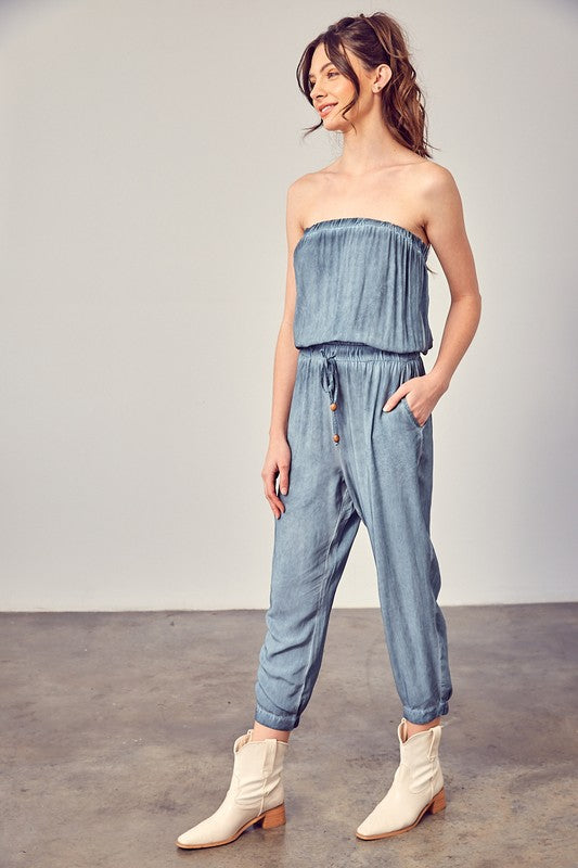 Raw Edge Detail Tube Jumpsuit by Mustard Seed | Fleurcouture