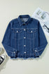 Raw Hem Long Sleeve Denim Jacket Medium M Women&