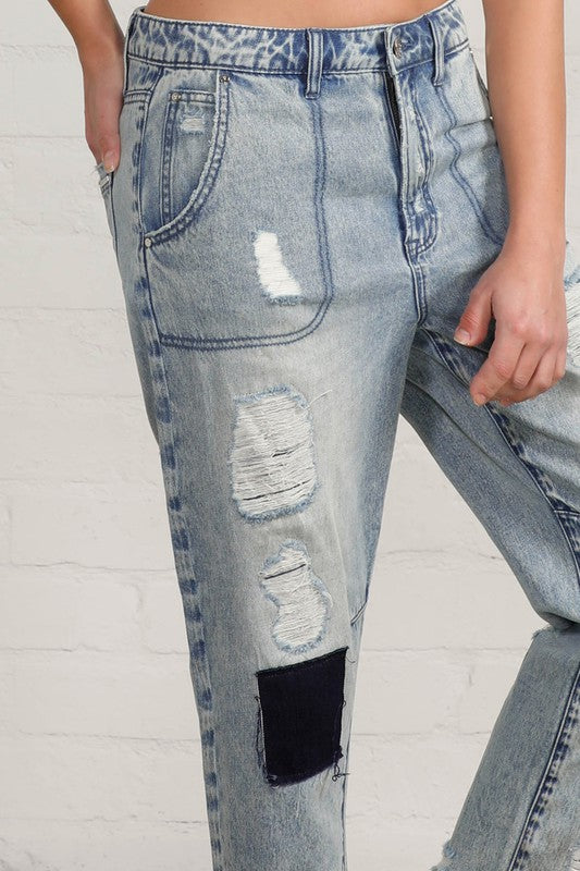 RAW HEM PATCHED JEANS LIGHT by Insane Gene | Fleurcouture