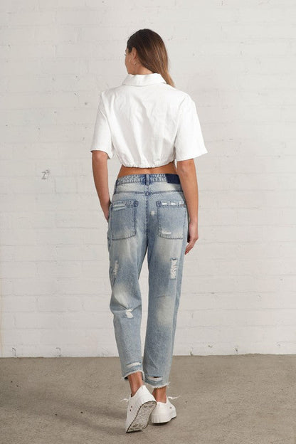 RAW HEM PATCHED JEANS LIGHT by Insane Gene | Fleurcouture