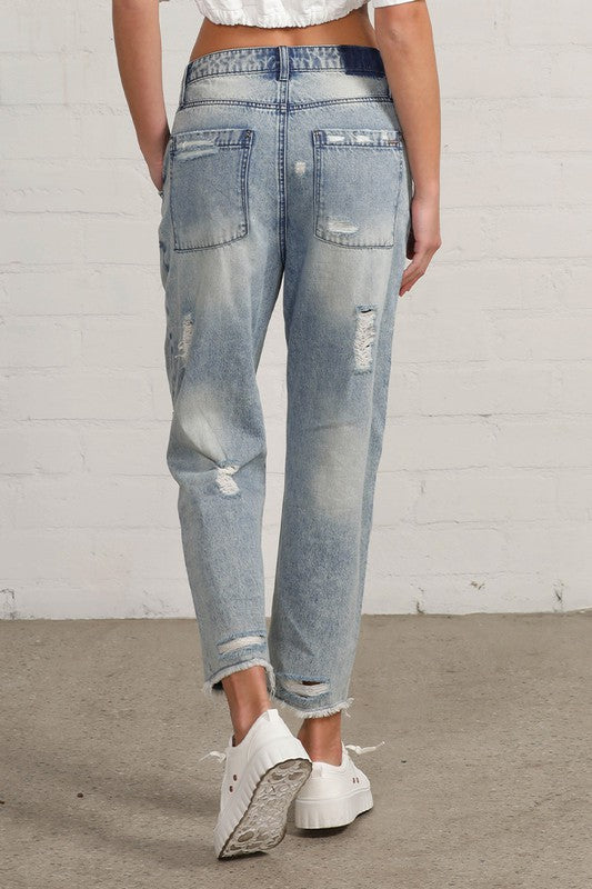 RAW HEM PATCHED JEANS LIGHT by Insane Gene | Fleurcouture