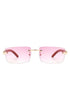 Rectangle Rimless Retro Tinted Sunglasses Pink OneSize by Cramilo Eyewear | Fleurcouture