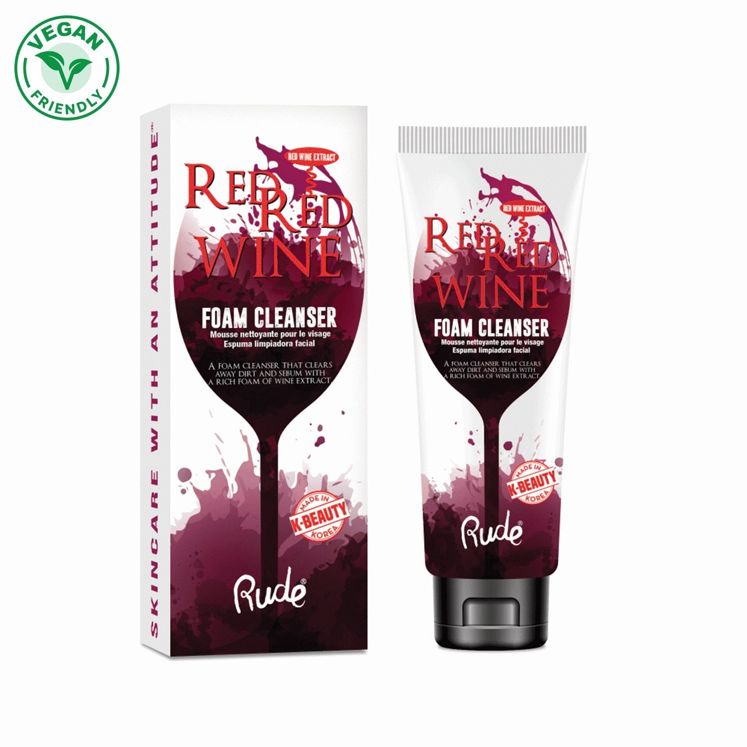 Red Red Wine Foam Cleanser Cleansers by Rude Cosmetics | Fleurcouture