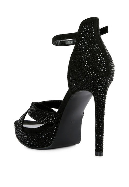 REGALIA Diamante Studded High Heel Dress Sandals by Rag Company | Fleurcouture