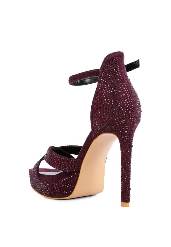 REGALIA Diamante Studded High Heel Dress Sandals by Rag Company | Fleurcouture