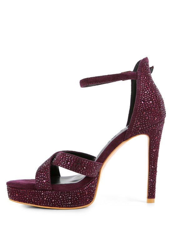 REGALIA Diamante Studded High Heel Dress Sandals by Rag Company | Fleurcouture