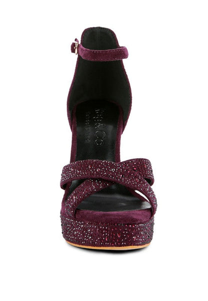 REGALIA Diamante Studded High Heel Dress Sandals by Rag Company | Fleurcouture