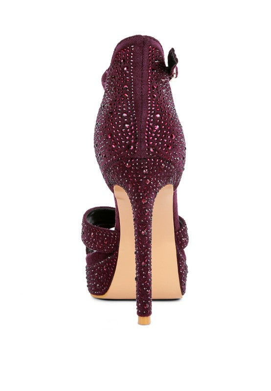 REGALIA Diamante Studded High Heel Dress Sandals by Rag Company | Fleurcouture