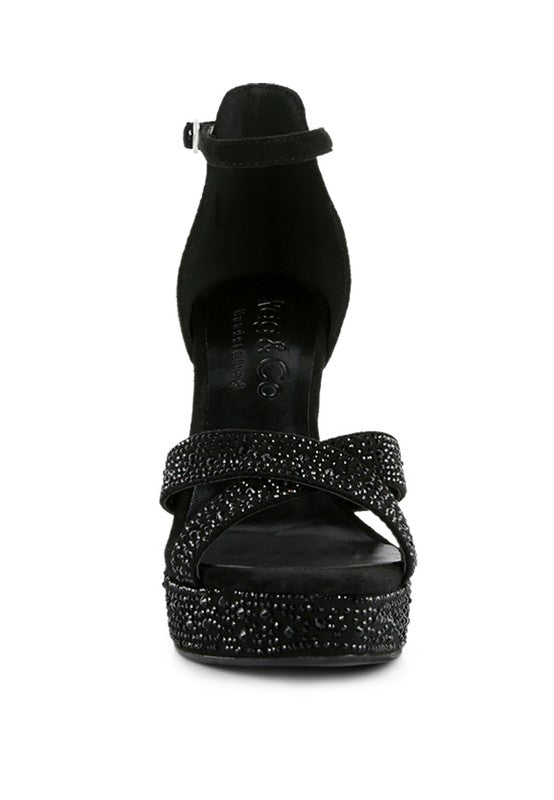 REGALIA Diamante Studded High Heel Dress Sandals by Rag Company | Fleurcouture