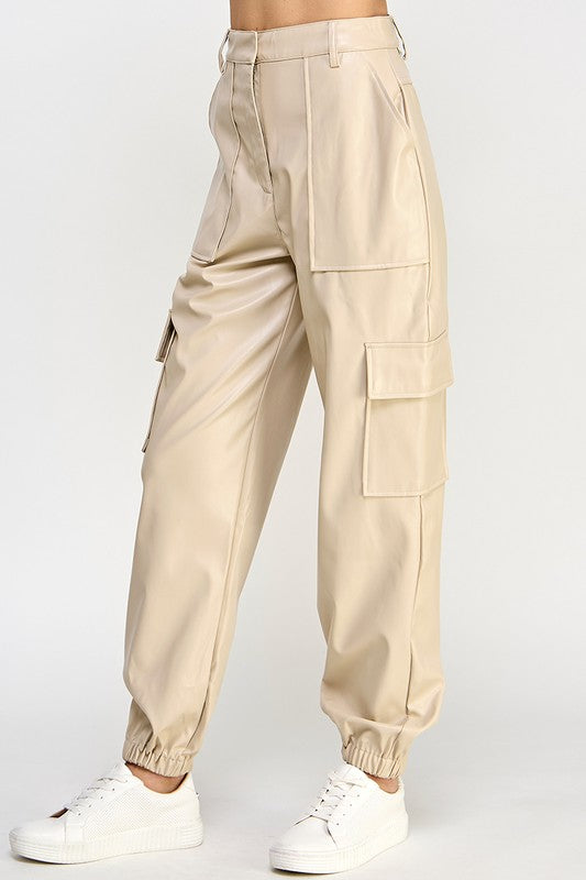 RELAXED VEGAN LEATHER CARGO PANTS by Sweet Generis | Fleurcouture