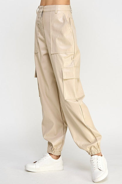 RELAXED VEGAN LEATHER CARGO PANTS by Sweet Generis | Fleurcouture