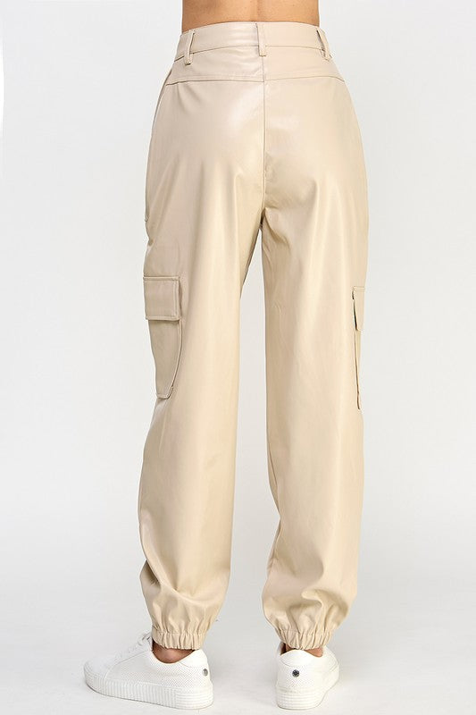 RELAXED VEGAN LEATHER CARGO PANTS by Sweet Generis | Fleurcouture