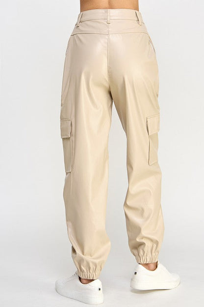 RELAXED VEGAN LEATHER CARGO PANTS by Sweet Generis | Fleurcouture