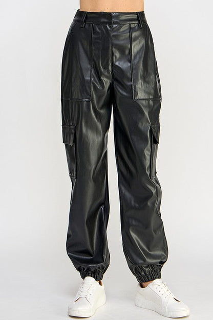 RELAXED VEGAN LEATHER CARGO PANTS by Sweet Generis | Fleurcouture