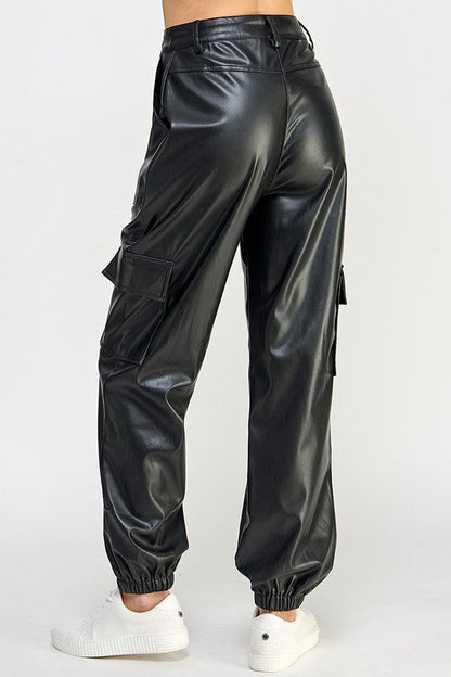 RELAXED VEGAN LEATHER CARGO PANTS by Sweet Generis | Fleurcouture