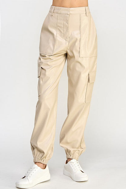 RELAXED VEGAN LEATHER CARGO PANTS by Sweet Generis | Fleurcouture