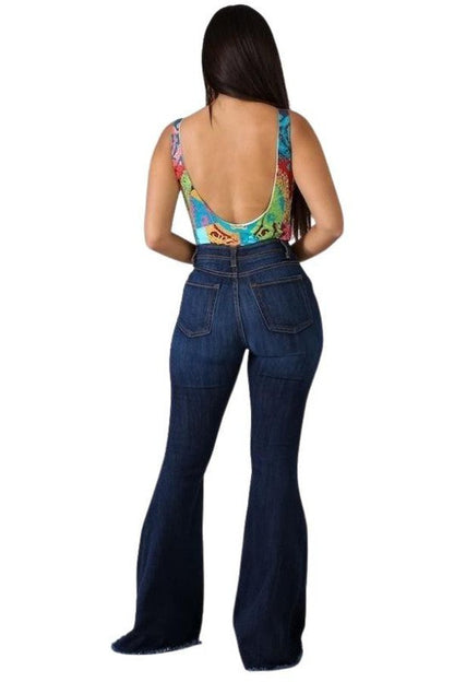 Retro Bell Bottom Jean in Dark Wash Dark Wash 3 by GJG Denim | Fleurcouture