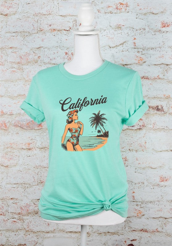 Retro California Graphic Tee Mint 2X by Ocean and 7th | Fleurcouture