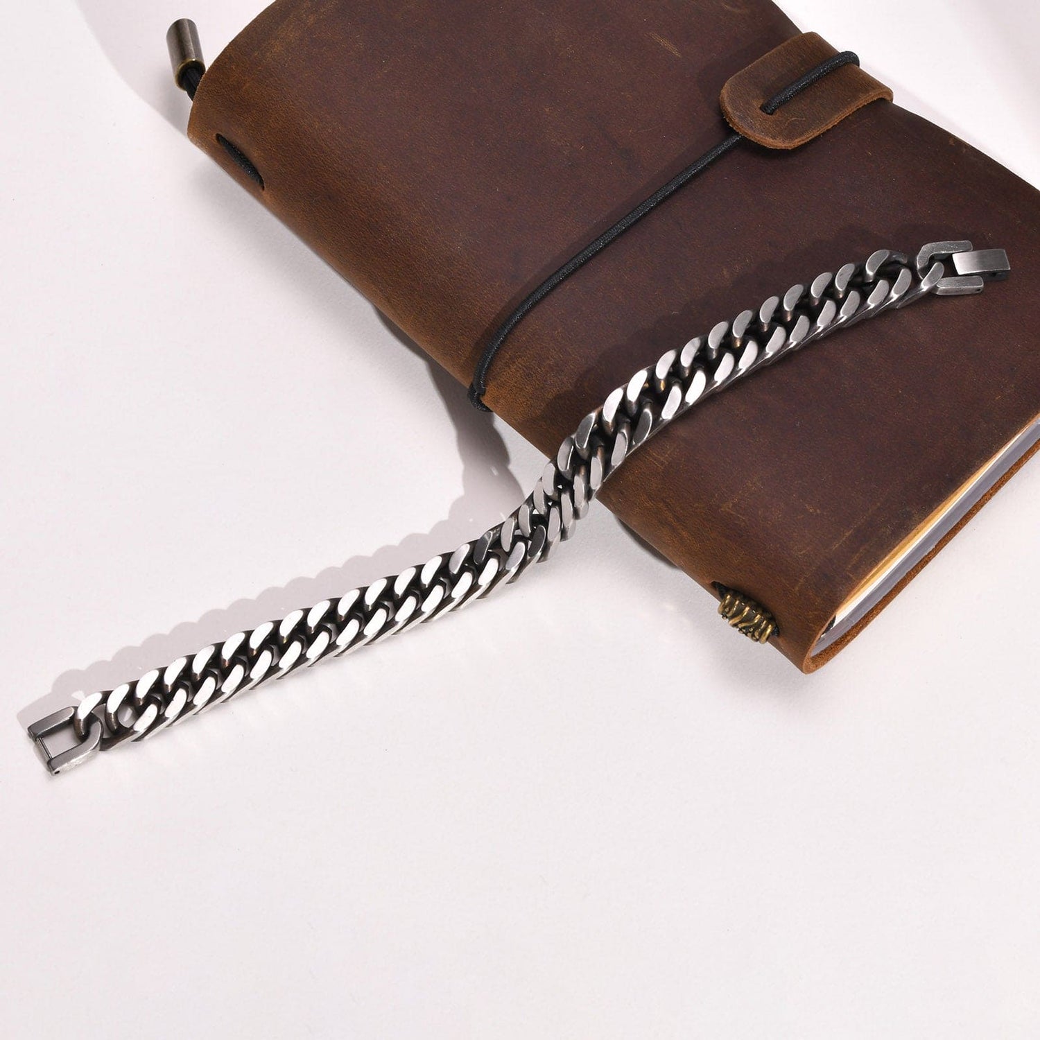 retro simple style chains print stainless steel men&