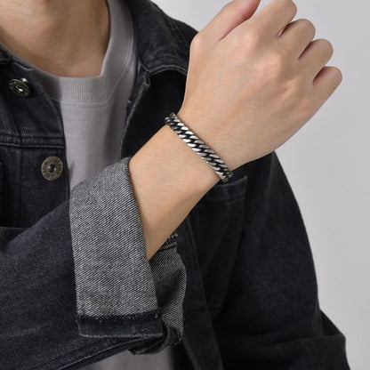 retro simple style chains print stainless steel men&